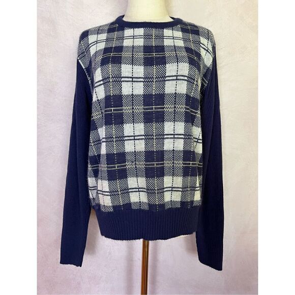 Vintage 1970s Jantzen Plaid Sweater - Picture 1 of 6